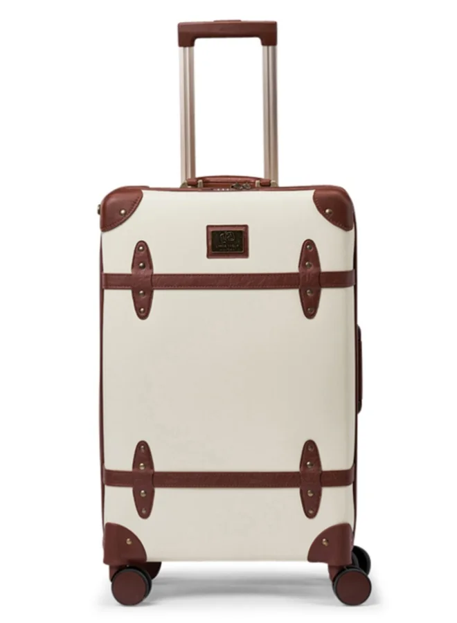 LIMRA 20-Inch Premium Leather Travel Luggage - Cabin Carry-on Suitcase with 360° Spinner Wheels, Lightweight